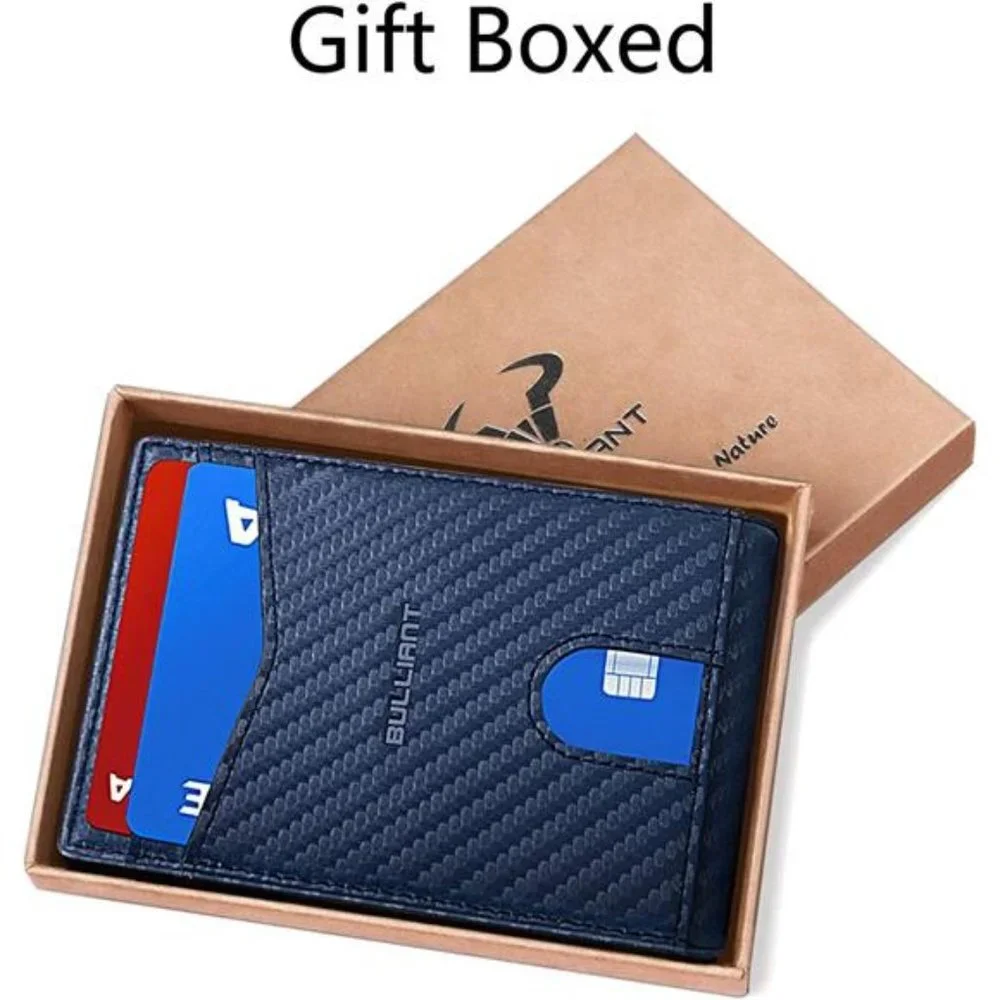 Men's Slim Wallet Money Clip Front Pocket Wallet 8 Cards, Blue